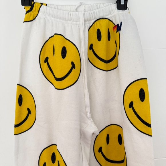 Aviator Nation White Smiley Face Sweatpants Size XS - Picture 2 of 6